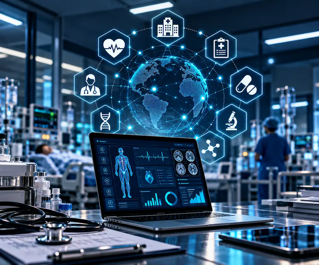 Healthcare digital transformation case study showing connected healthcare operations, modernized workflows, and integrated technology systems